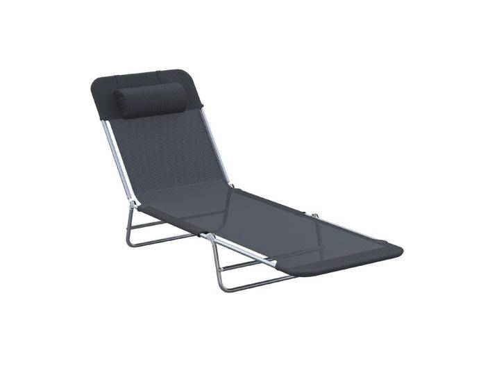 Outsunny Gartenliege Sonnenliege Zweibeinliege 4 Farben, Bäderliege, 1 St., Relaxliege, Schwarz 182L x 56B x 28H cm, schwarz von Outsunny
