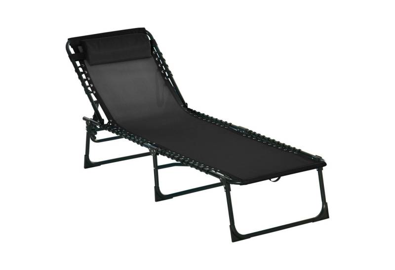 Outsunny Gartenliege Sonnenliege faltbar Garten 4-stufige Rückenlehne verstellbar, Relaxliege, 1 St., Klappliege, Stahl Mesh-Stoff Schwarz 197 x 58 x 30 cm von Outsunny