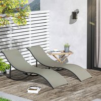 Outsunny Gartenliege hellgrau Aluminium B/H/L: ca. 61x63x165 cm von Outsunny