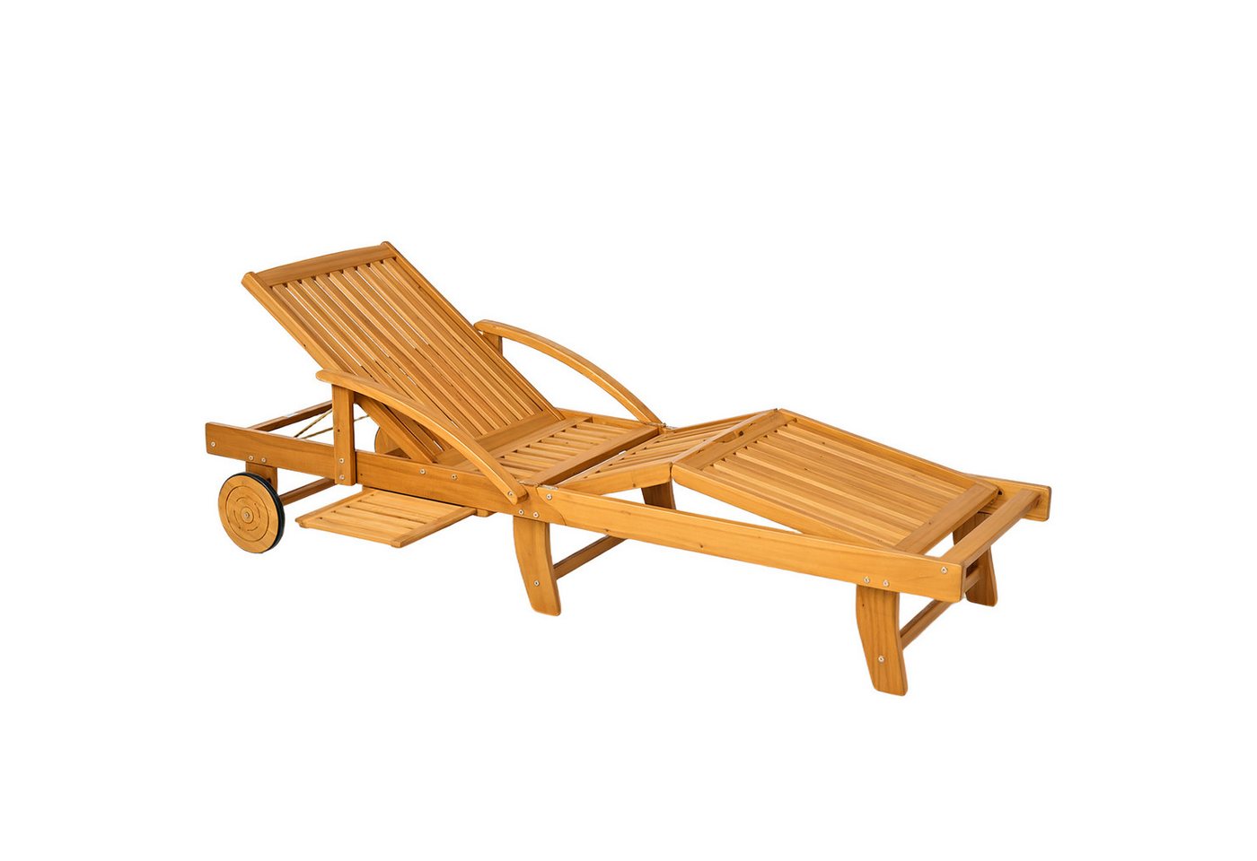 Outsunny Gartenliege mit Seitentisch, Rolle, 4-Fach verstellbare Rückenlehne, klappbar Liegestuhl, 1 St., Sonnenliege aus Holz, bis 160 kg belastbar, für Garten Strand, Teak Outsunny Gartenliege mit Seitentisch, Rolle, 4-Fach verstellbare Rückenlehne, klappbar Liegestuhl, 1 St., Sonnenliege aus Holz, bis 160 kg belastbar, für Garten Strand, Teak von Outsunny