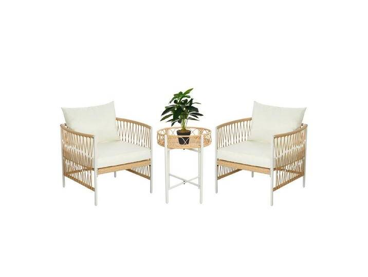 Outsunny Gartenlounge-Set Rattan Gartenmöbel-Set Gartengarnitur mit 2 Gartenstühle, Couchtisch, (Sitzgarnitur, 3-tlg., Balkonmöbel-Set), für Balkon, Terrasse von Outsunny