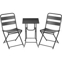 Gartenmöbel-Set, Sitzgarnitur, 3-tlg., Klapptisch, 2 Klappstühle, Stahlrahmen, schwarz - Schwarz von Outsunny