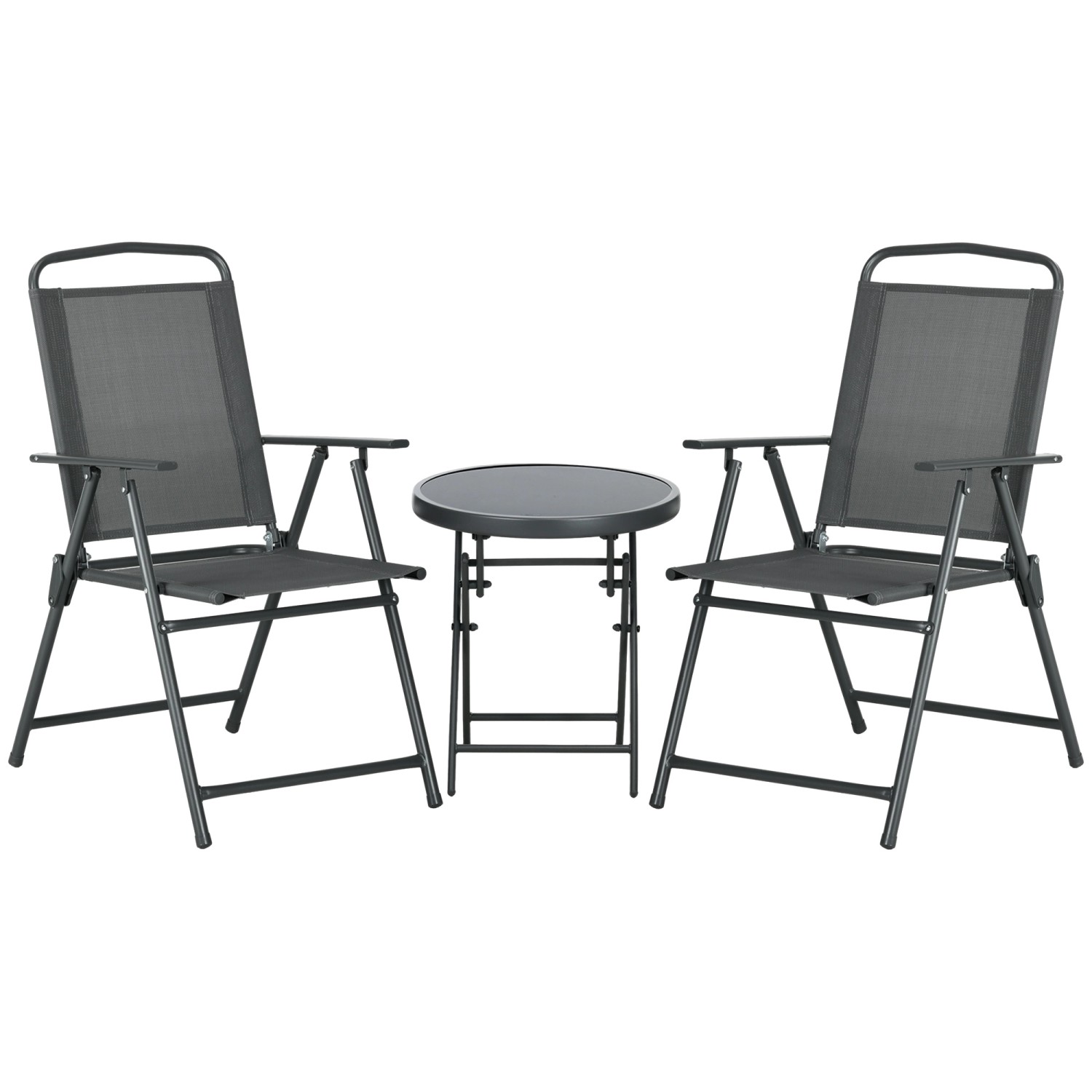Outsunny Gartenmöbel-Set 3-teilig Metall Netzstoff 53 5L x 64B x 93H cm Dunkelgrau Outsunny Gartenmöbel-Set 3-teilig Metall Netzstoff 53 5L x 64B x 93H cm Dunkelgrau von Outsunny