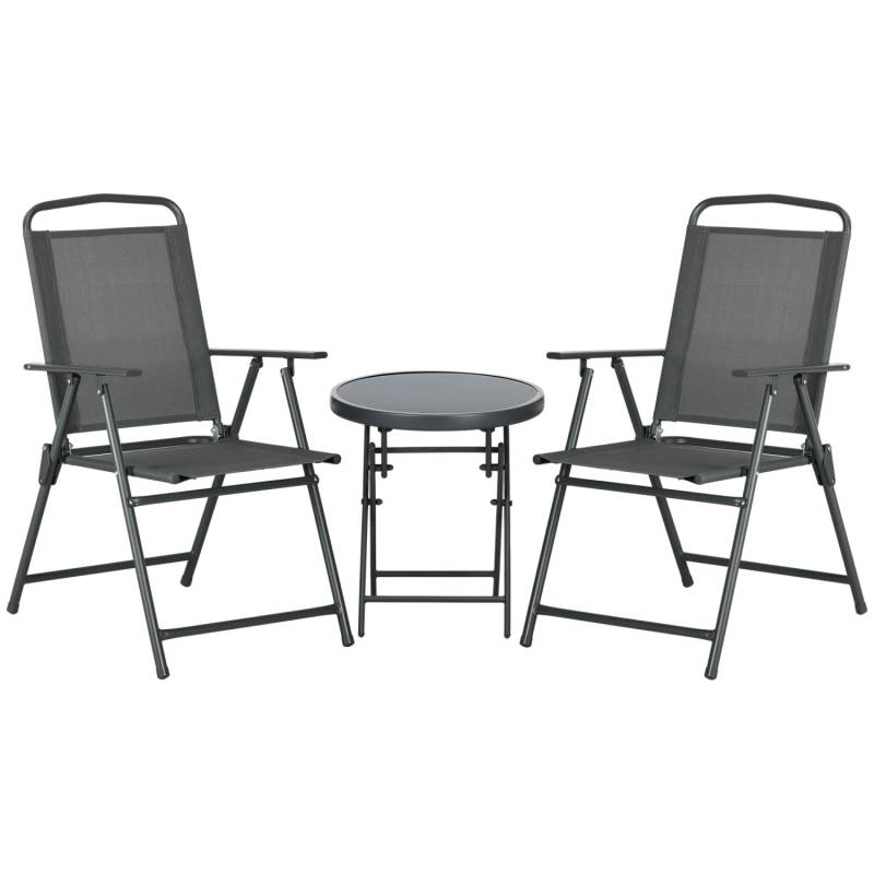 Outsunny Gartenmöbel-Set 3-teilig Metall Netzstoff 53 5L x 64B x 93H cm Dunkelgrau von Outsunny