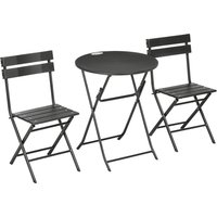 Outsunny Gartenmöbel Set 3-teilig mit 2 klappbaren Stühlen und Tisch aus Stahl und HDPE für Balkon und Terrasse, Dunkelgrau   Aosom von Outsunny