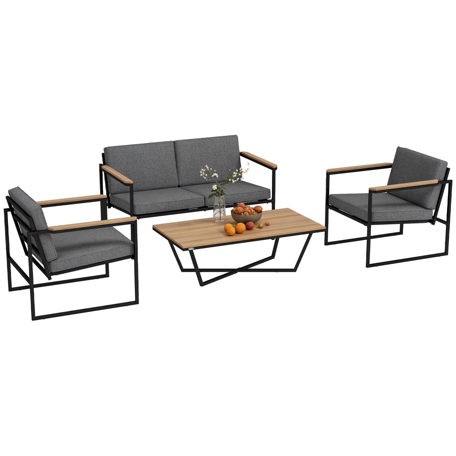 Outsunny Gartenmöbel Set 4 Personen Metall Polyester 126L x 72B x 69 5H cm Grau Outsunny Gartenmöbel Set 4 Personen Metall Polyester 126L x 72B x 69 5H cm Grau von Outsunny