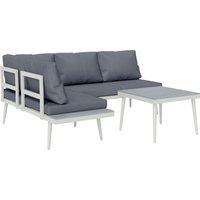 Outsunny Gartenmöbel Set 4 Personen wetterfest Balkonmöbel-Set mit 2er Sofa, Kissen Beistelltisch Stahl Outdoor Sitzgruppe Terrassenmöbel Gartengarnitur Gartenlounge für Garten Terrasse Grau   Aosom von Outsunny