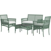 Outsunny Gartenmöbel-Set 4-teilig Sofa 2-Sitzer + 2 Sessel + 1 Couchtisch gehärtete Glasplatte schwarz 3 Sitzkissen - Metall und PE-Rattan - Grün   Aosom von Outsunny