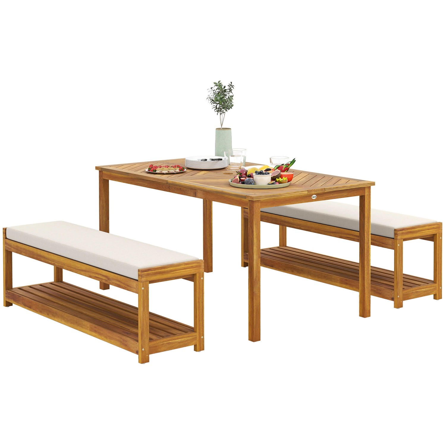 Outsunny Gartenmöbel-Set Akazienholz  Polyester 150L x 85B x 75H cm Teak Outsunny Gartenmöbel-Set Akazienholz  Polyester 150L x 85B x 75H cm Teak von Outsunny