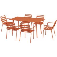 Outsunny Gartenmöbel Set Garten-Dining-Set 7-teilig mit 1 Tisch und 6 stapelbaren Stühlen aus Stahl in Rot   Aosom von Outsunny