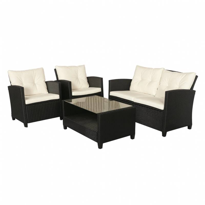 Outsunny Gartenmöbel-Set Metall PE Rattan Polyester 124L x 68B x 76H cm Schwarz+Cremeweiß Outsunny Gartenmöbel-Set Metall PE Rattan Polyester 124L x 68B x 76H cm Schwarz+Cremeweiß von Outsunny