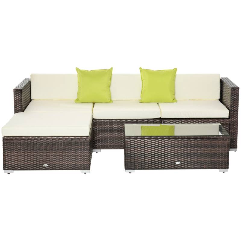 Outsunny Gartenmöbel Set Metall PE-Rattan Polyester Braun 75L x 67B x 64H cm von Outsunny