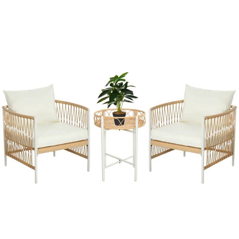Outsunny Gartenmöbel Set PE Rattan Polyester Gelb 72L x 66B x 64H cm von Outsunny