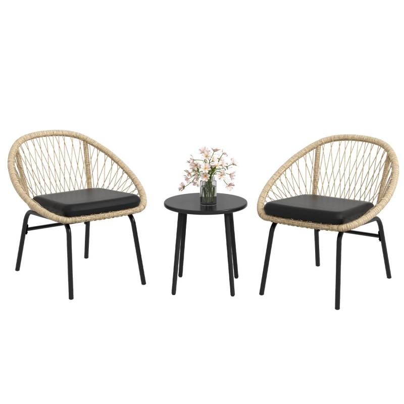 Outsunny Gartenmöbel Set Polyester PE Rattan Gelb 70L x 63B x 73H cm von Outsunny