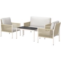 Outsunny Gartenmöbel Set aus Polyrattan Lounge-Set mit 2er Sofa Sessel Glastisch Kissen wetterfest Sitzgruppe für 4 Personen Outdoor Balkonmöbel Set Terrassenmöbel für Garten Balkon Braun+Grau   Aosom von Outsunny