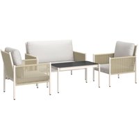 Gartenmöbel Set aus Polyrattan Lounge-Set mit 2er Sofa Sessel Glastisch Kissen wetterfest Sitzgruppe für 4 Personen Outdoor Balkonmöbel Set von Outsunny