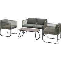 Outsunny Gartenmöbel Set aus Polyrattan Lounge-Set mit Sofa Sessel Tisch Kissen wetterfest Sitzgruppe für 4 Personen Balkonmöbel Set Gartenlounge Terrassenmöbel für Garten Balkon Braun+Dunkelgrau   Aosom von Outsunny