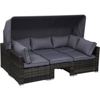 Outsunny Gartenmöbelset, 5 Sitzplätze, Metall/PE/Polyester/Baumwolle/Kunststoff - grau von Outsunny