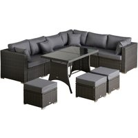 Outsunny Gartenmöbelset, 8 Sitzplätze, Metall/PE/Polyester - grau von Outsunny