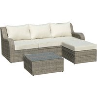 Outsunny Gartenmöbelset, Aluminium/PE Rattan/Polyester, hellgrau von Outsunny