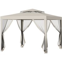 Outsunny Gartenpavillon 3L x 3B m mit 4 abnehmbaren Moskitonetzen - Doppeltes Dach - Beige   Aosom von Outsunny