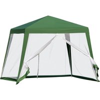 Outsunny Gartenpavillon Festzelt 3x3 m wetterfest mit Moskitonetz, Metall & Polyester, ideal für Partys im Freien, grün   Aosom.de von Outsunny