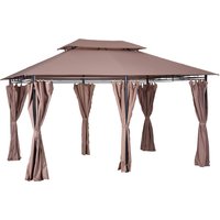 Outsunny Gartenpavillon Partyzelt 3x4m Doppeldach in Khaki, wetterfest & stabil für Gartenpartys und Events   Aosom.de von Outsunny