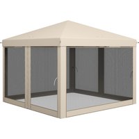 Outsunny Gartenpavillon Pavillon Pop-Up wasserdichter Kolonialstil 3L x 3B x 2,65H m 4 Moskitonetze + Transporttasche Beige Schwarz   Aosom von Outsunny