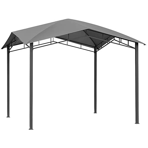 Outsunny Gartenpavillon Pavillon Überdachung Vordach Sonnenschutz Partyzelt Laube Metall + Polyester Grau 3 x 3 m von Outsunny