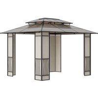 Outsunny Gartenpavillon Pavillon mit Sonnendach aus Polycarbonatplatten UV-Schutz wasserabweisend Ro von Outsunny