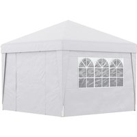 Outsunny Gartenpavillon Pop-up Faltbarer Partyzelt Empfangszelt 3 x 3 m UV-Schutz 30+ mit Fenstern Seitenwände Transporttasche Sandsäcke Weiß   Aosom von Outsunny