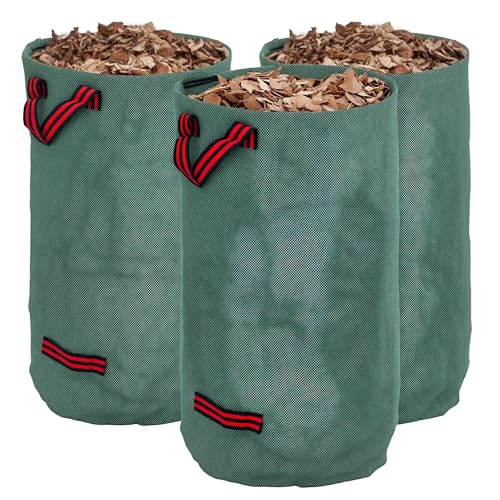 Outsunny Gartensack 3x120L wasserdicht Gartenabfallsack mit Griffe, stabil Laubsack, selbststehend Gartensäcke mit UV Schutz, wiederverwendbare Gartenabfallsäcke für Gartenabfälle Grünschnitt von Outsunny