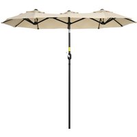 Outsunny Gartenschirm 285x147cm Marktschirm mit Neigungswinkel Doppelsonnenschirm mit Winddach für Terrasse und Garten Khaki   Aosom.de von Outsunny