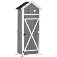 Gartenschrank Holz, Geräteschuppen wetterfest 78x52,5x182cm, Gerätehaus mit Tür, Satteldach, Geräteschrank mit Haken, faltbar Tisch, Werkzeugschrank von Outsunny