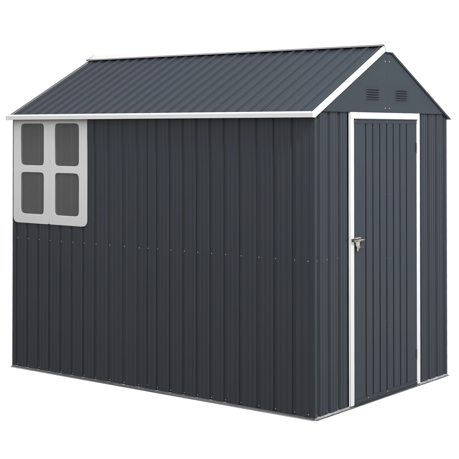 Outsunny Gartenschuppen Verzinkter Stahl Dunkelgrau 259L x 172B x 222H cm von Outsunny