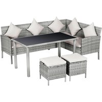 Outsunny Gartensitzgruppe grau Polyrattan B/H/L: ca. 142x75x125 cm von Outsunny