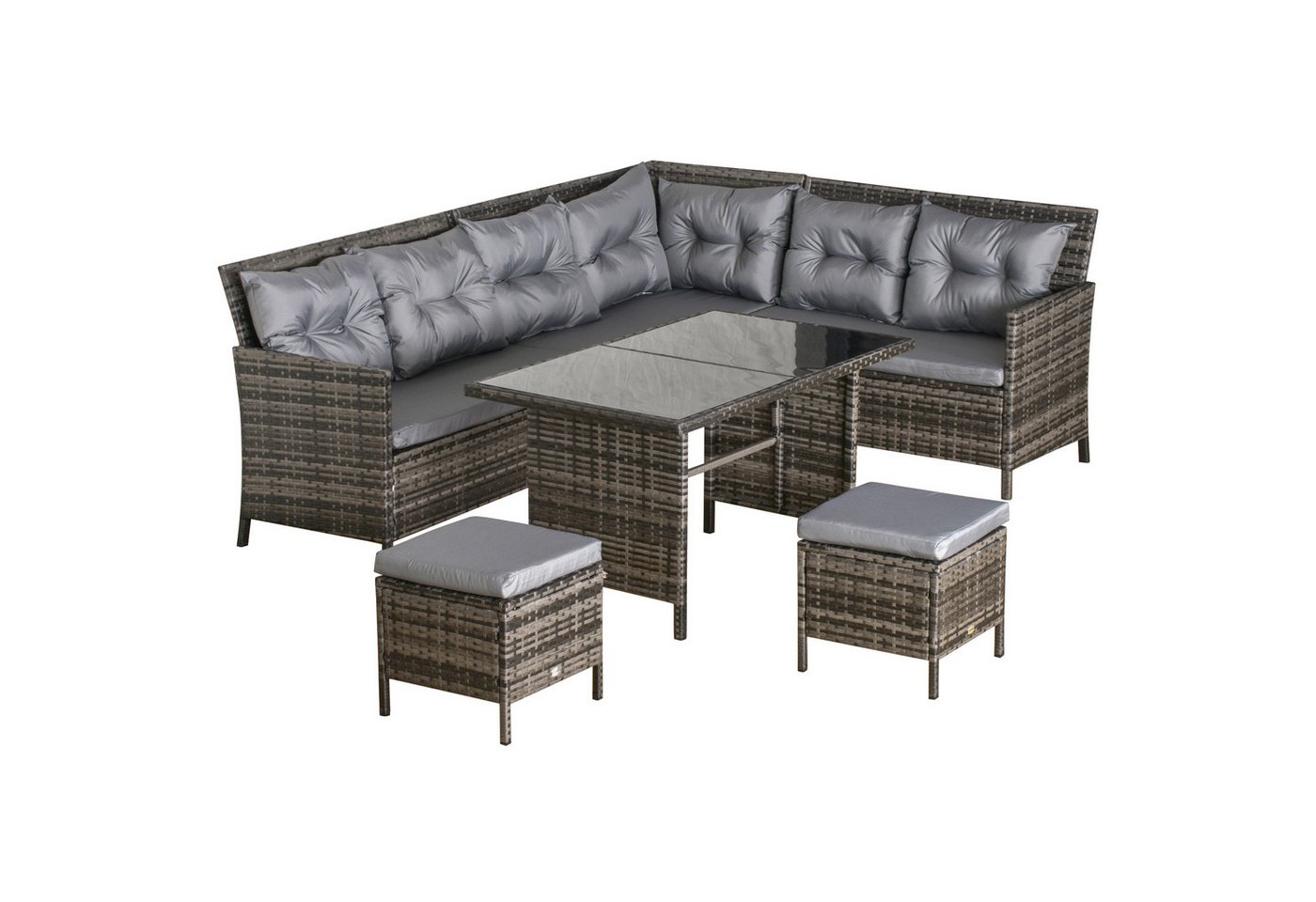 Outsunny Gartensofa Sitzgarnitur Sitzgruppe, Sitzgarnitur Sitzgruppe 18 Teile, 6 tlg.Polyrattan Sitzgruppe Sofagarnitur Gartenset Sessel Hocker Set Outsunny Gartensofa Sitzgarnitur Sitzgruppe, Sitzgarnitur Sitzgruppe 18 Teile, 6 tlg.Polyrattan Sitzgruppe Sofagarnitur Gartenset Sessel Hocker Set von Outsunny
