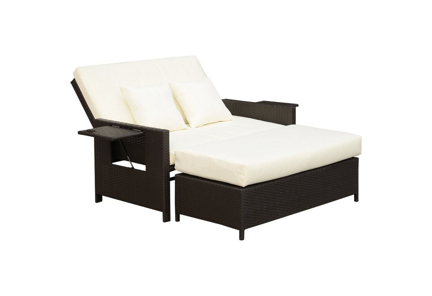 Outsunny Gartensofa Zweisitzer-Gartensofa mit Liegefunktion, Polyrattan Lounge-Sofa 2 Teile, Polyrattan Lounge-Sofa 2-Sitzer Set Gartenliege Hocker Braun Outsunny Gartensofa Zweisitzer-Gartensofa mit Liegefunktion, Polyrattan Lounge-Sofa 2 Teile, Polyrattan Lounge-Sofa 2-Sitzer Set Gartenliege Hocker Braun von Outsunny