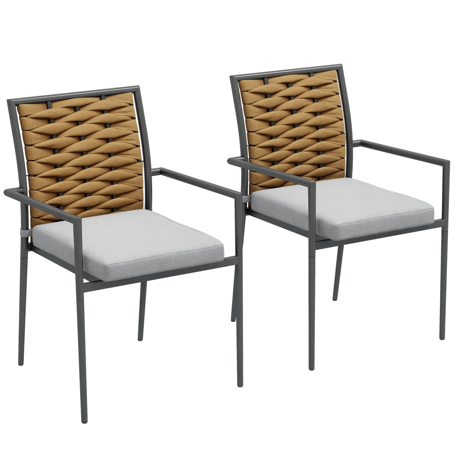 Outsunny Gartenstühle Stahl Polyester 57L x 58B x 87H cm Grau Outsunny Gartenstühle Stahl Polyester 57L x 58B x 87H cm Grau von Outsunny