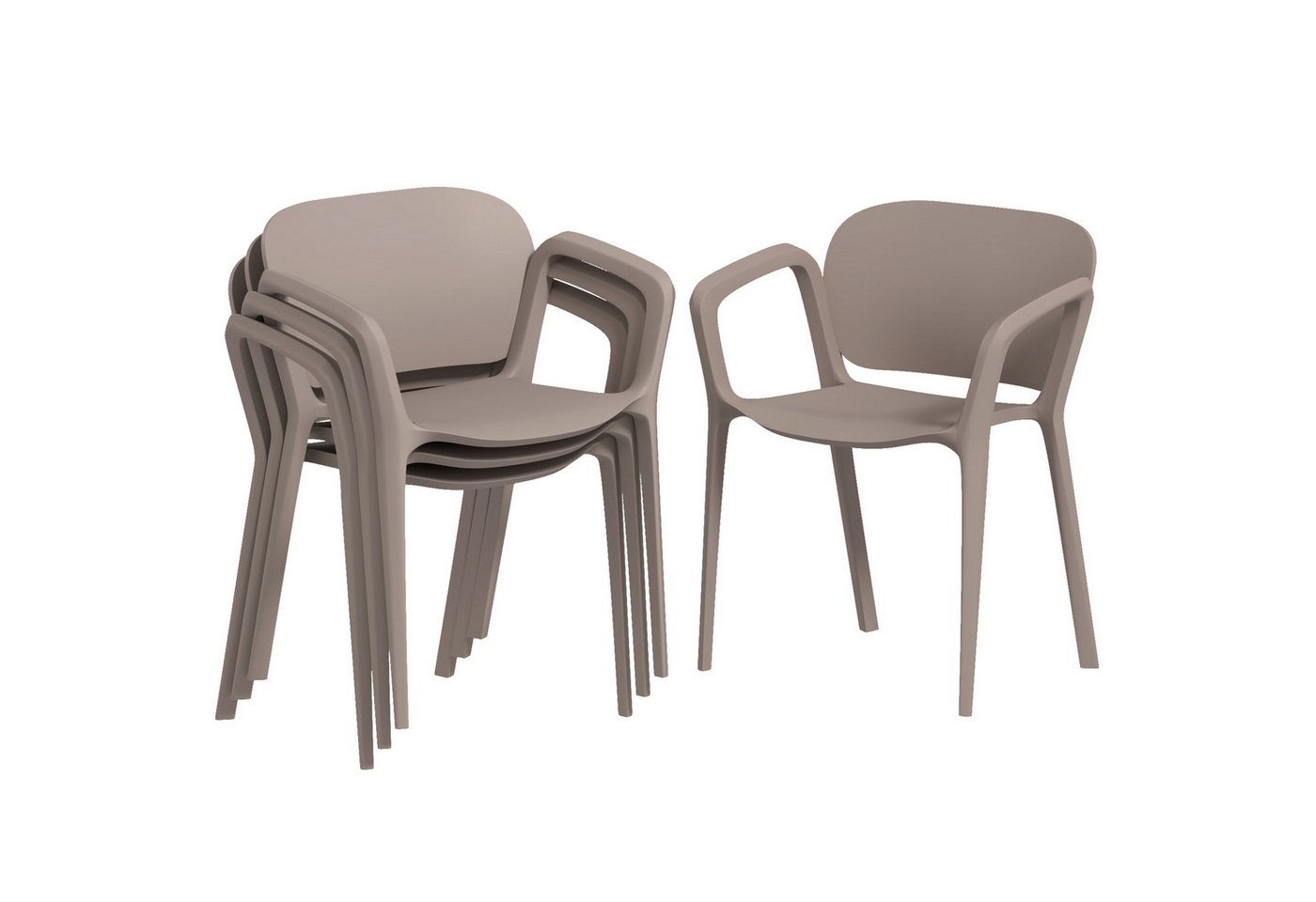 Outsunny Gartenstuhl 4er Set, aus Kunststoff, mit Armlehne, Rückenlehne, stapelbar (wetterfest Gartenstühle, 4 St), bis 120 kg belastbar Gartenmöbel für Hinterhof, Garten, Balkon Grau von Outsunny