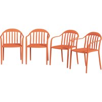 Outsunny Gartenstuhl 4er Set wetterfest Gartenstühle aus Kunststoff Stapelstuhl mit Armlehne Rückenlehne stapelbar Terrassenstuhl bis 120 kg belastbar Gartenmöbel für Hinterhof, Garten, Balkon Rot   Aosom von Outsunny
