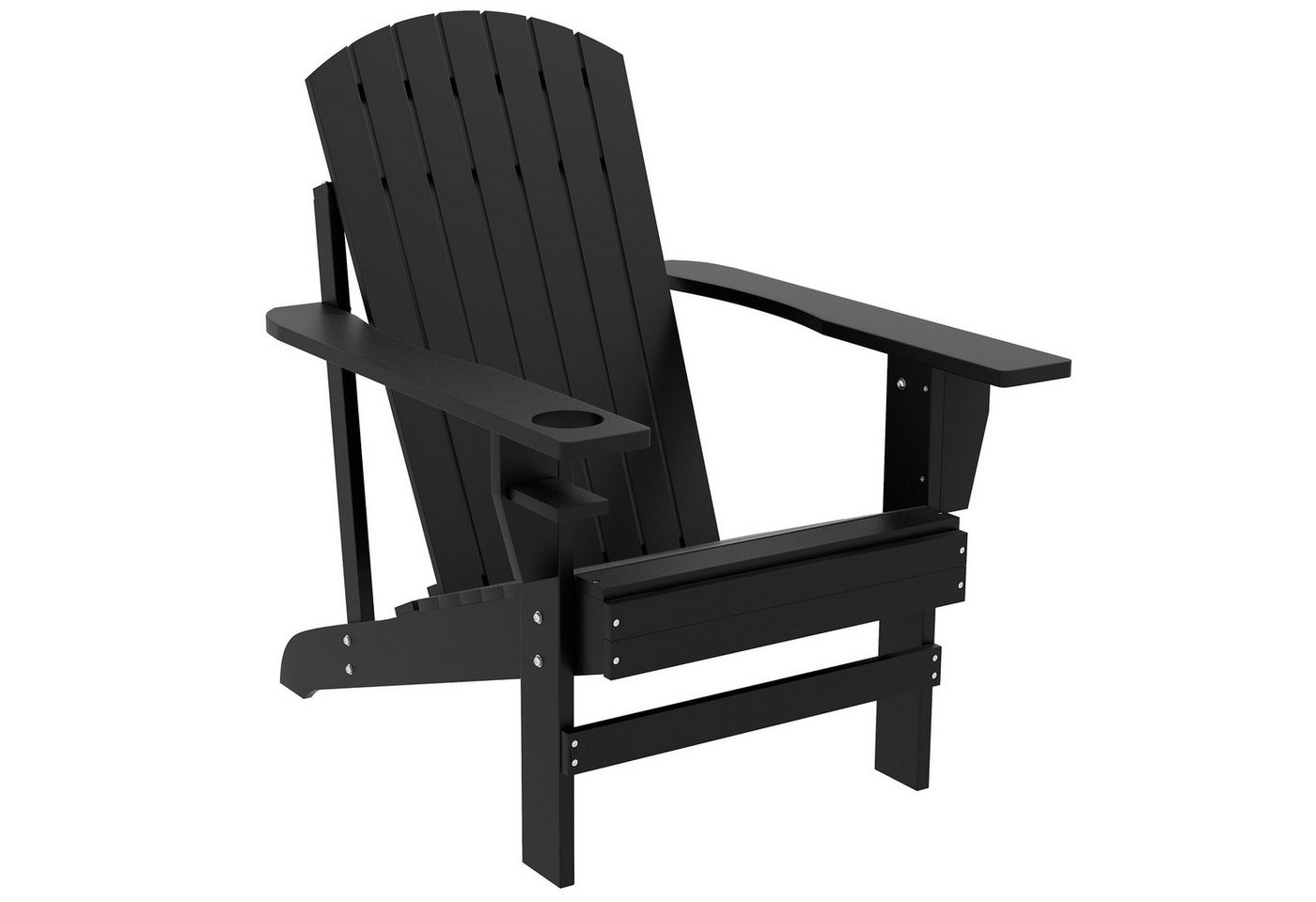 Outsunny Gartenstuhl Adirondack-Gartenstuhl mit Becherhalter (Terrassenstuhl, 1 St), Balkonstuhl mit breiten Armlehnen von Outsunny