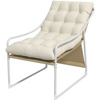Outsunny Gartenstuhl Gartenstuhl mit Stahlrahmen für Balkon, Terrasse, Garten Abmessungen 62B x 110T x 88H cm beige   Aosom von Outsunny