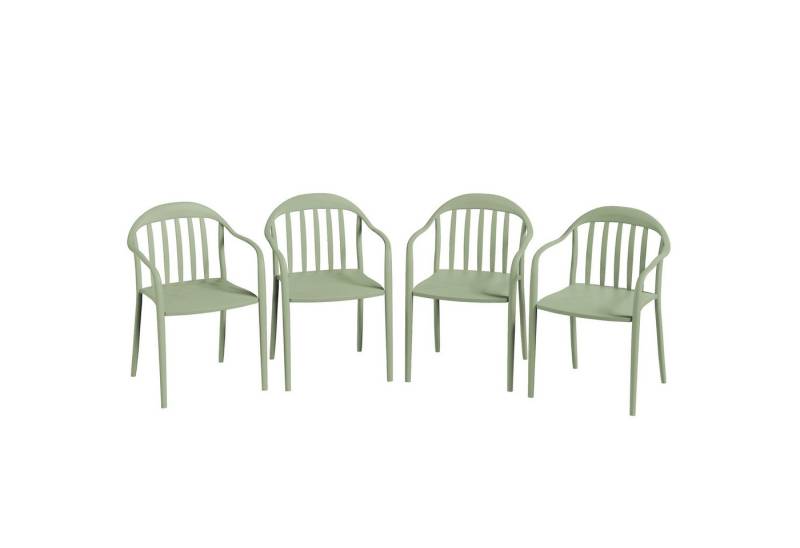 Outsunny Gartenstuhl aus Kunststoff, mit Armlehne, Rückenlehne, stapelbar (wetterfest Gartenstühle, 4 St), bis 120 kg belastbar Gartenmöbel für Hinterhof, Garten, Balkon Grün von Outsunny