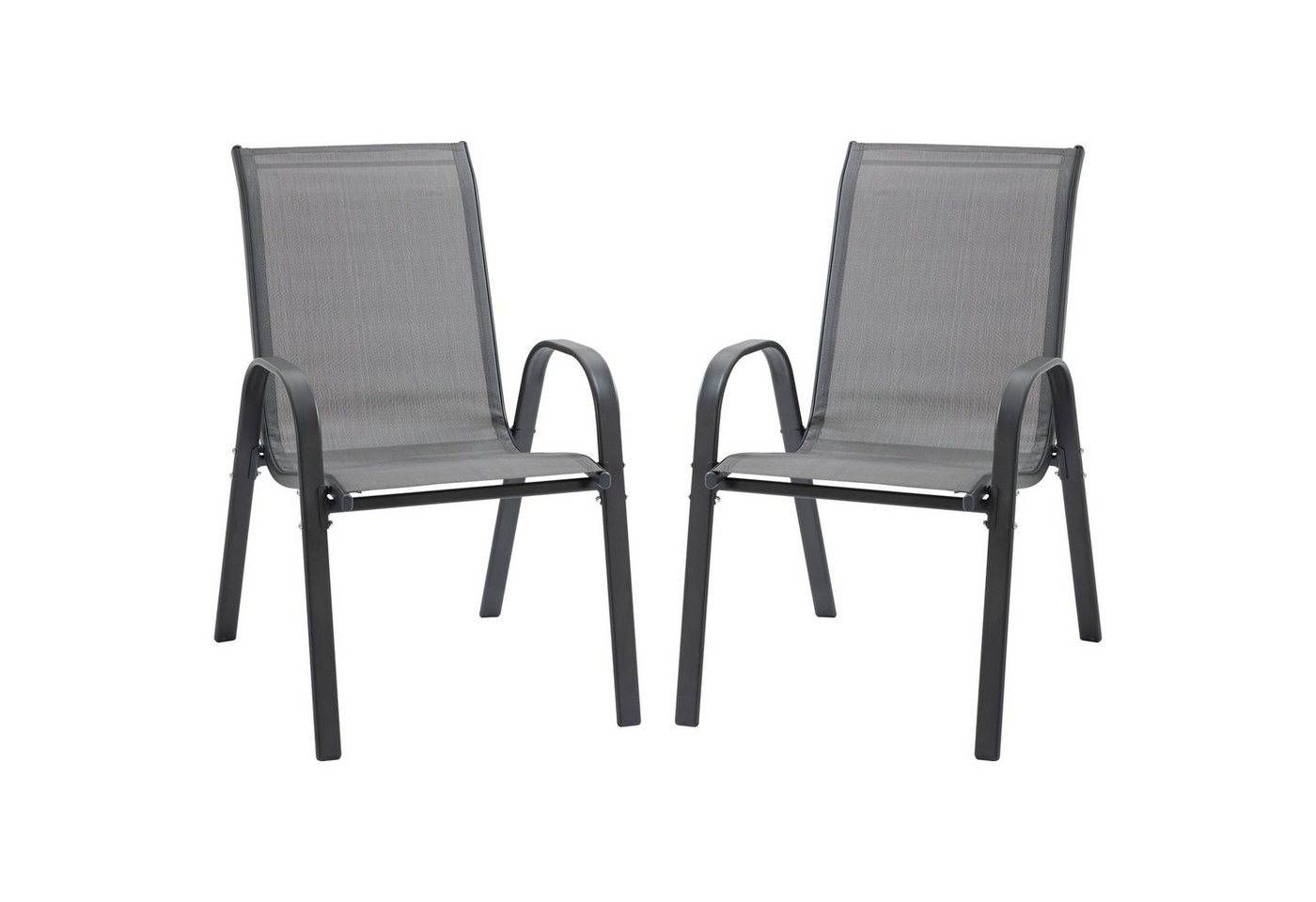 Outsunny Gartenstuhl mit Armlehne, aus Metall (Stapelstuhl, 2 St), Grau 70 x 54 x 90 cm von Outsunny