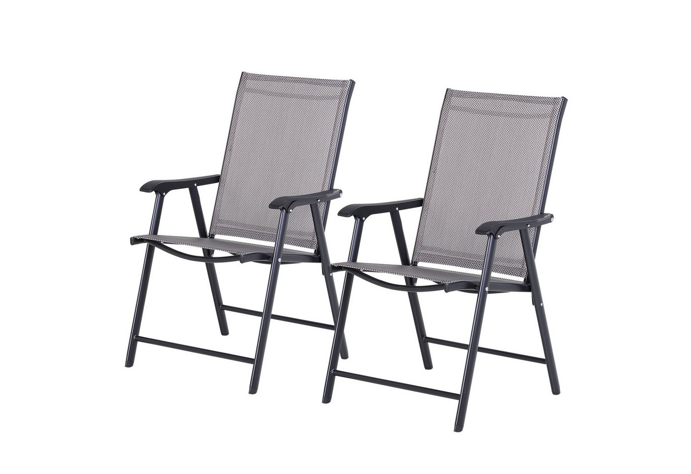 Outsunny Gartenstuhl mit Armlehne 2er Set Campingstuhl Angelstuhl (Klappstuhl mit Armlehne, 2 St), Metall, Grau, 58 x 64 x 94 cm von Outsunny