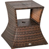 Outsunny Gartentisch, BxHxT: 54 x 55 x 54 cm, braun, Gestell aus Metall/Polyrattan von Outsunny