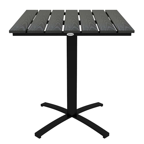 Outsunny Gartentisch, Esstisch für 4 Personen, Quadratischer Balkontisch mit Holzoptik für Terrasse, Alu, Grau, 70 x 70 x 76 cm von Outsunny