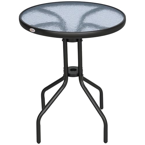 Outsunny Gartentisch Balkontisch Bistrotisch Glastisch Beistelltisch Metall+Sicherheitsglas ∅60xH70cm Outsunny Gartentisch Balkontisch Bistrotisch Glastisch Beistelltisch Metall+Sicherheitsglas ∅60xH70cm von Outsunny