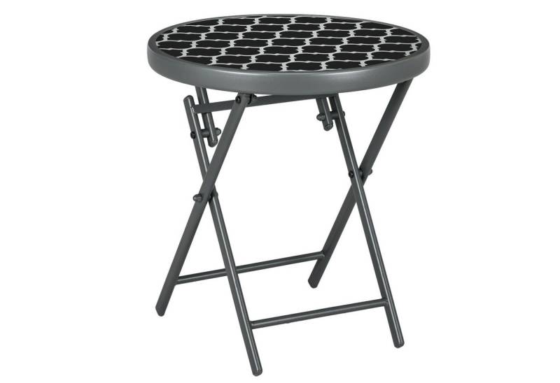 Outsunny Gartentisch Beistelltisch klappbar Klapptisch Outdoor aus gehärtetem Glas (für Garten Terrasse, 1-St., Campingtisch), Schwarz 45 x 45 x 50 cm von Outsunny